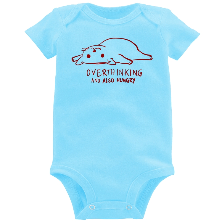 Body Bebê Overthinking And Also Hungry - Azul Bebê