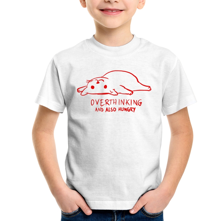 Camiseta Infantil Overthinking And Also Hungry