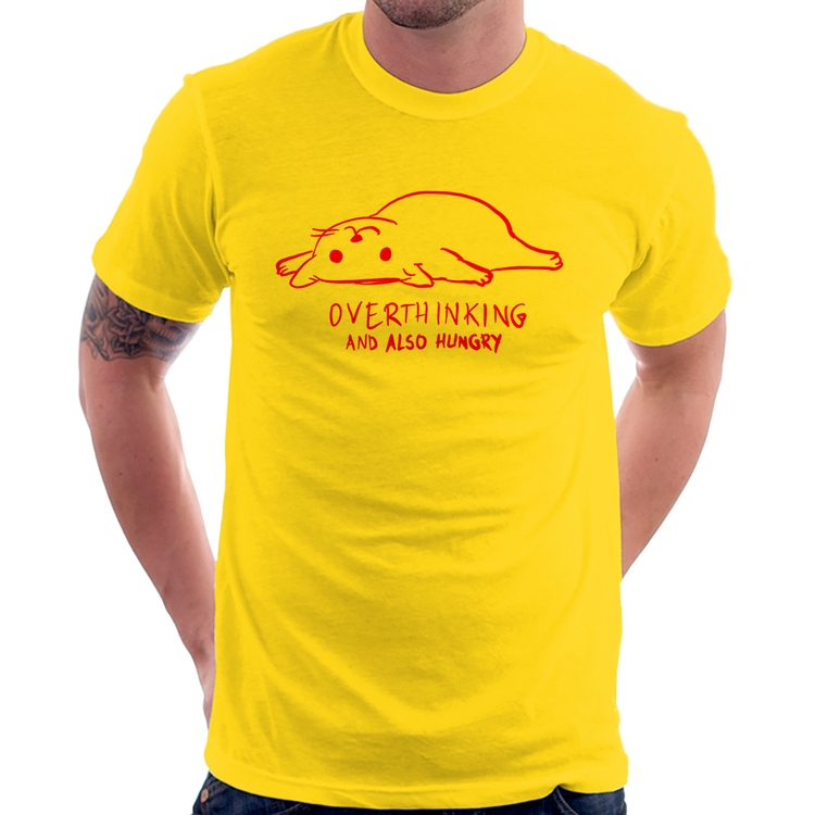 Camiseta Overthinking And Also Hungry - Amarela