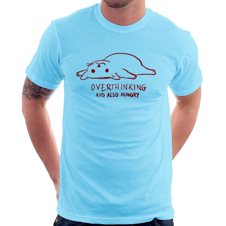 Camiseta Overthinking And Also Hungry - Azul Bebê