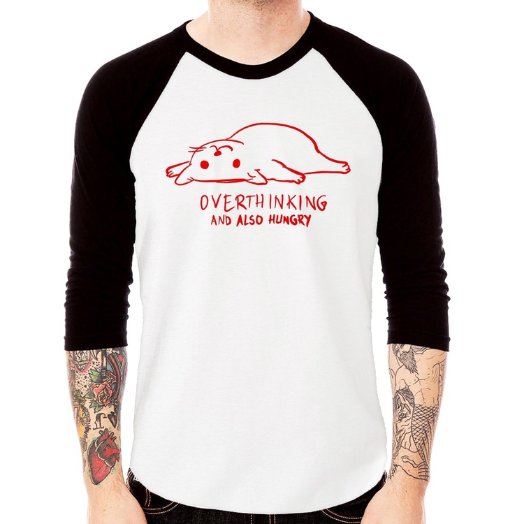 Camiseta Raglan Overthinking And Also Hungry Manga 3/4