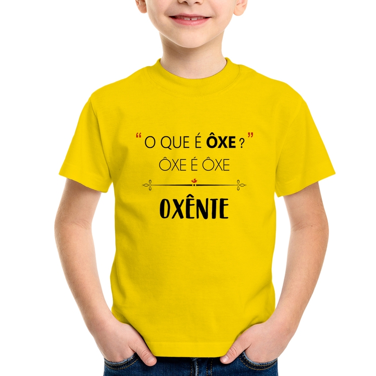 Camiseta Infantil Ôxe é Ôxe, Oxênte - Amarela
