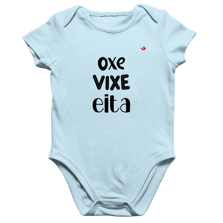 Body Bebê Algodão Oxe, Vixe, Eita - Azul Bebê