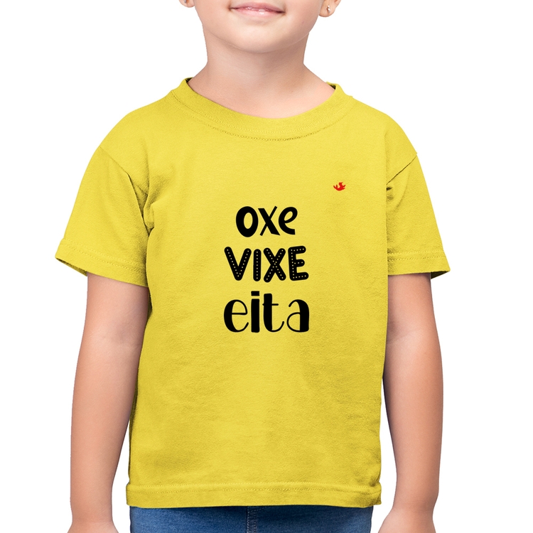 Camiseta Algodão Infantil Oxe, Vixe, Eita - Amarelo Canário