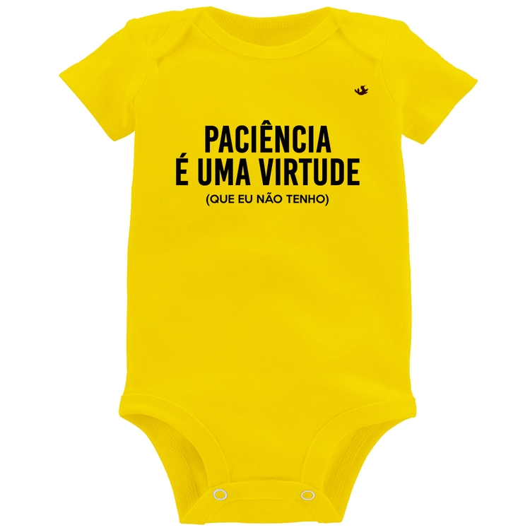 Body Bebê Paciência é uma virtude - Amarelo