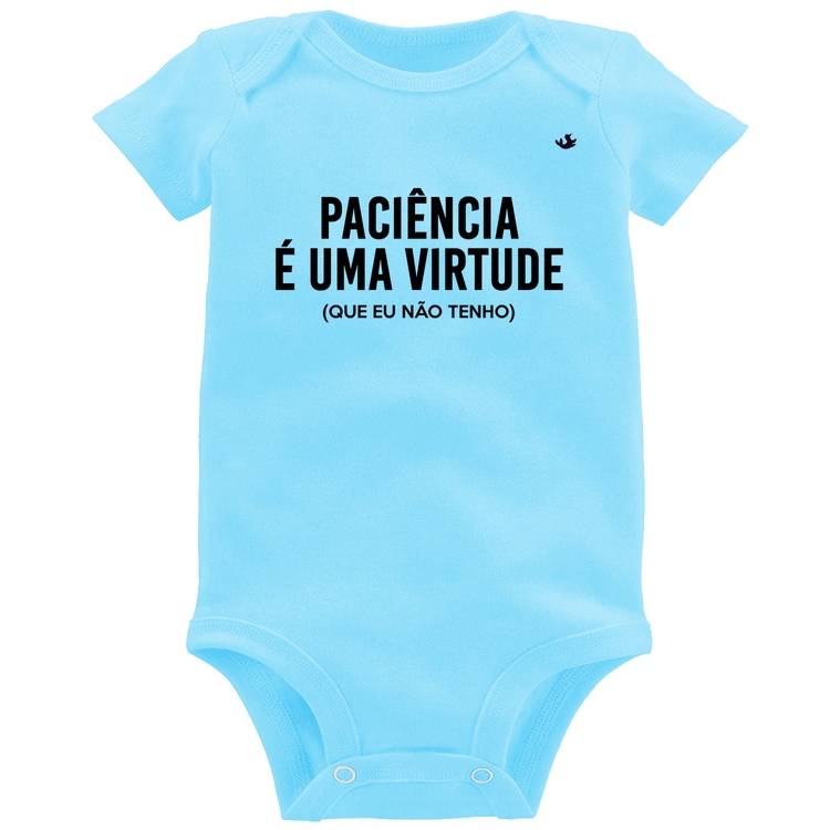 Body Bebê Paciência é uma virtude - Azul Bebê