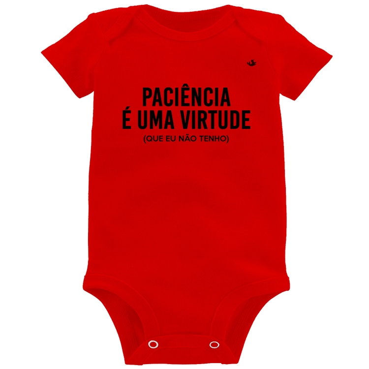 Body Bebê Paciência é uma virtude - Vermelho
