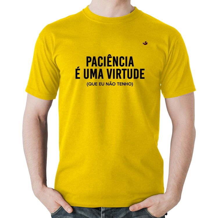 Camiseta Algodão Paciência é uma virtude - Amarela