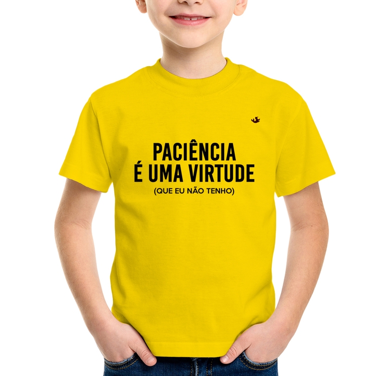 Camiseta Infantil Paciência é uma virtude - Amarela