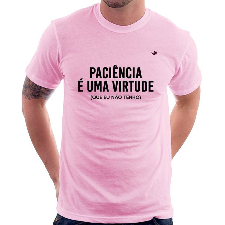 Camiseta Paciência é uma virtude - Rosa Bebê