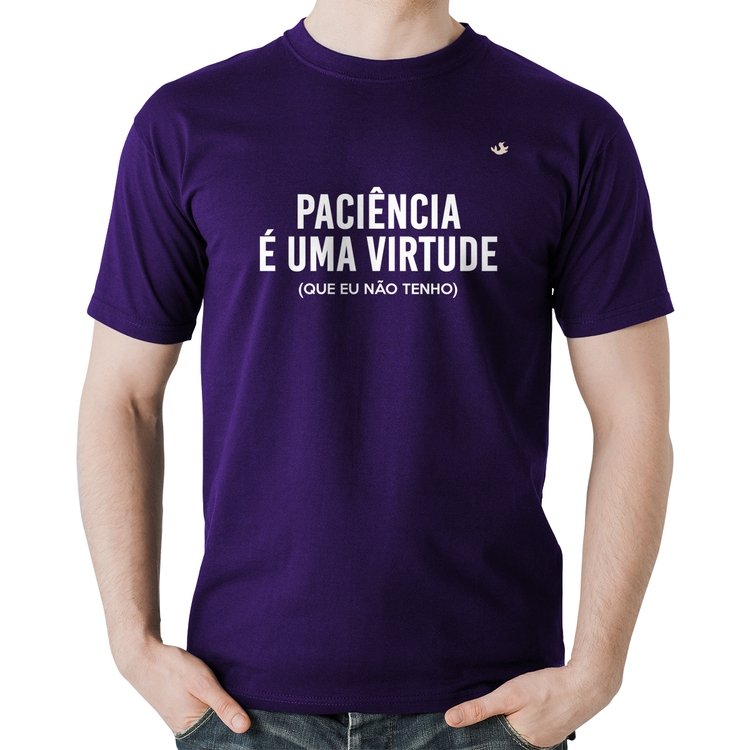 Camiseta Algodão Paciência é uma virtude - Roxa