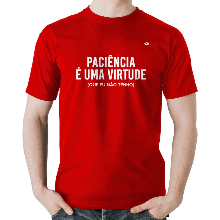 Camiseta Algodão Paciência é uma virtude - Vermelha
