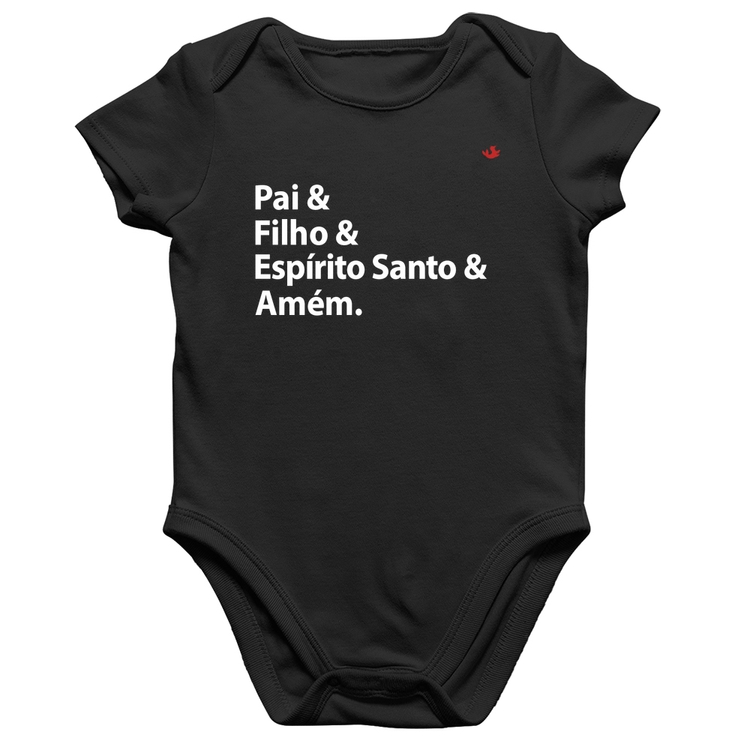 Body Bebê Algodão Pai, Filho, Espírito Santo, Amém