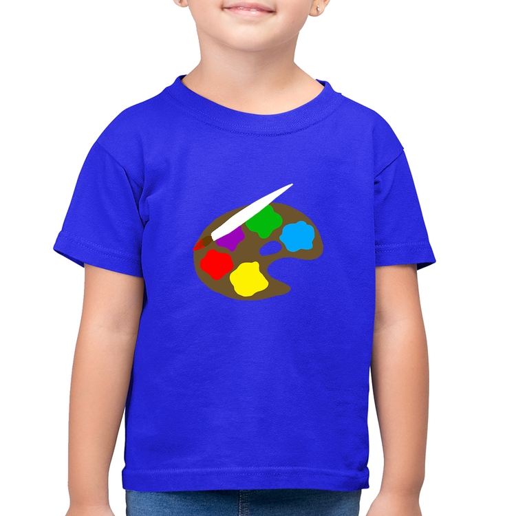 Camiseta Algodão Infantil Paint Colors Artboard - Azul Royal