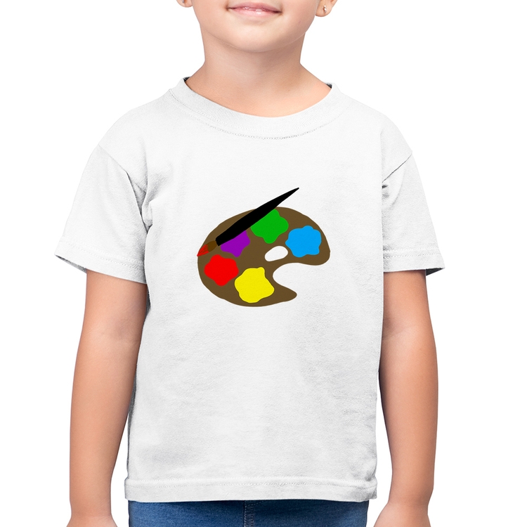 Camiseta Algodão Infantil Paint Colors Artboard - Branca