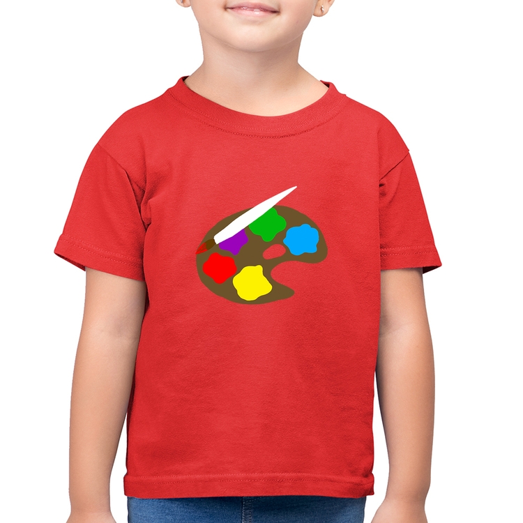 Camiseta Algodão Infantil Paint Colors Artboard - Vermelha