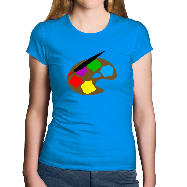 Baby Look Algodão Paint Colors Artboard - Azul