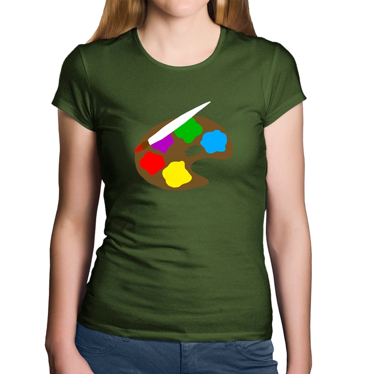 Baby Look Algodão Paint Colors Artboard - Musgo