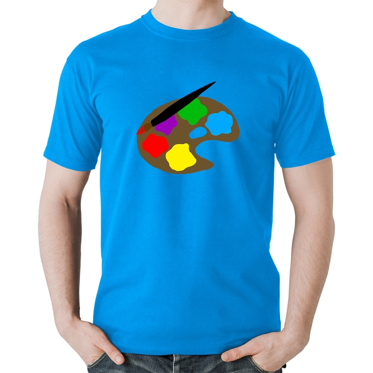 Camiseta Algodão Paint Colors Artboard - Azul