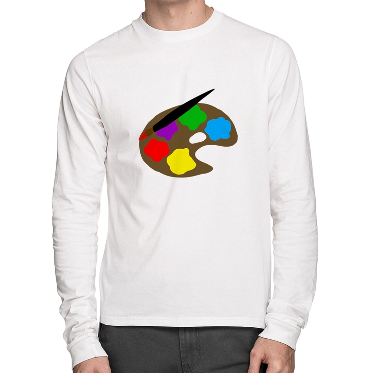 Camiseta Algodão Paint Colors Artboard Manga Longa - Branca