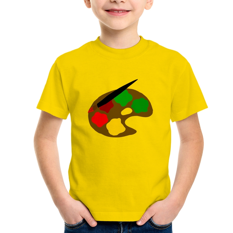 Camiseta Infantil Paint Colors Artboard - Amarela