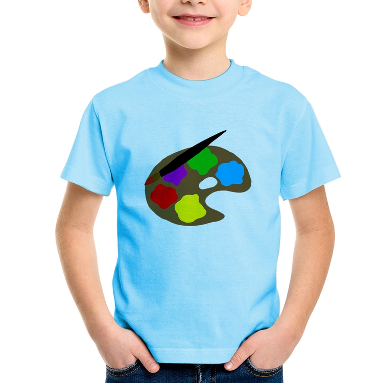 Camiseta Infantil Paint Colors Artboard - Azul Bebê