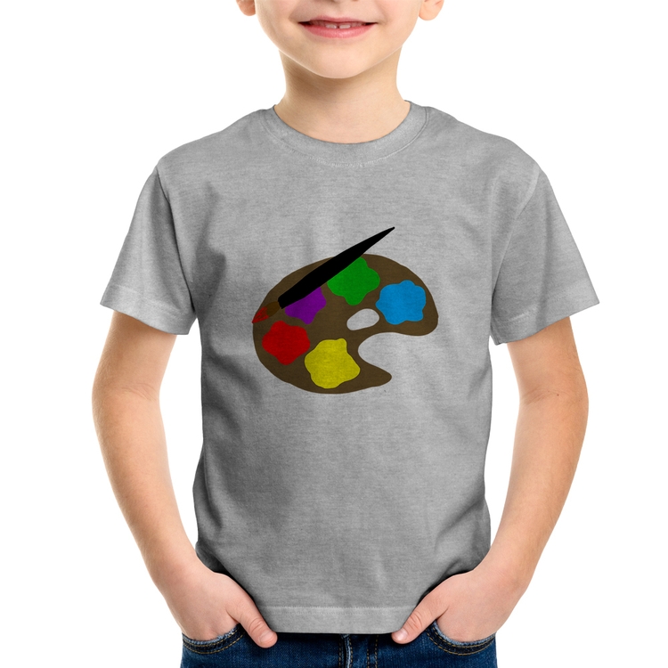 Camiseta Infantil Paint Colors Artboard - Cinza