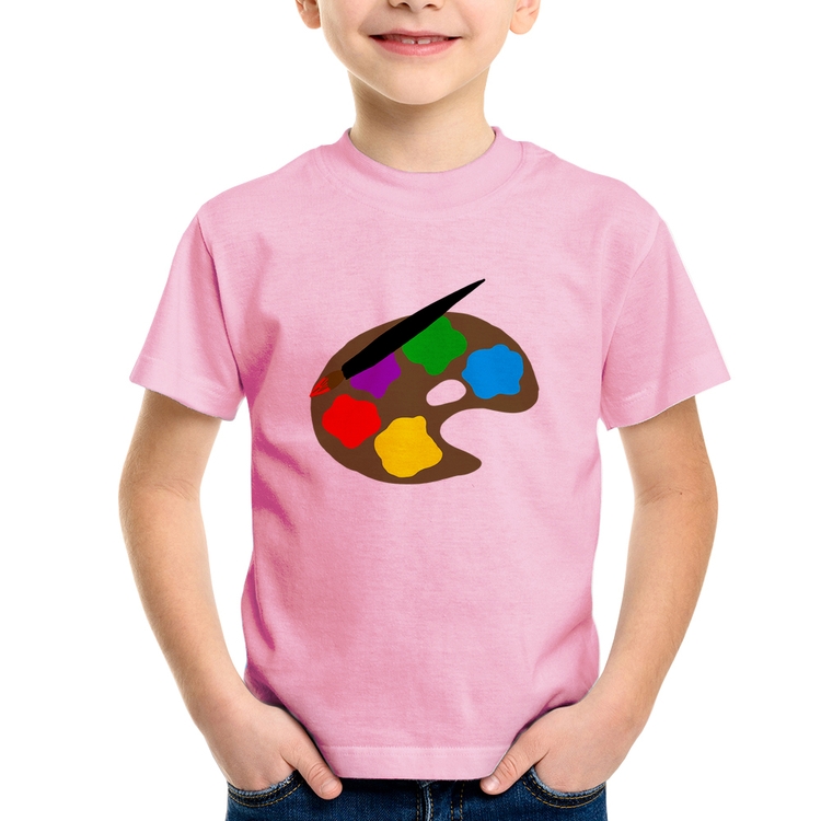 Camiseta Infantil Paint Colors Artboard - Rosa Bebê