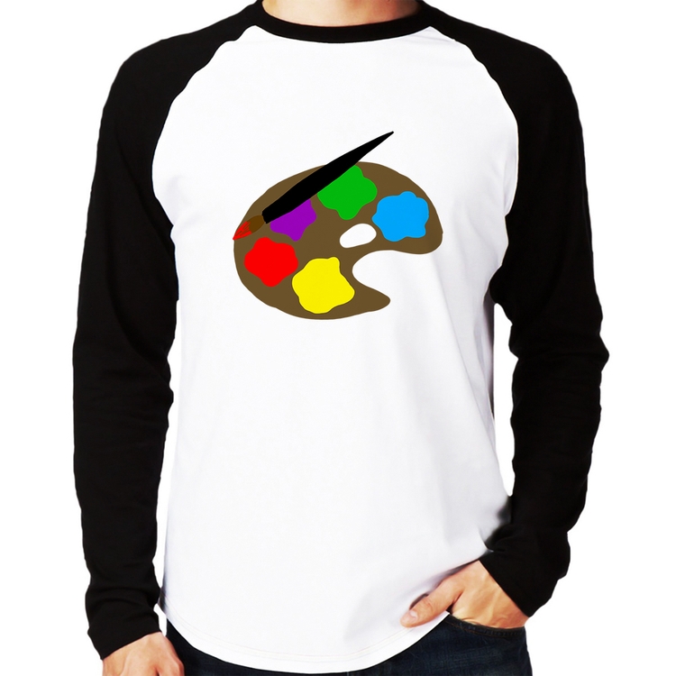 Camiseta Raglan Paint Colors Artboard Manga Longa