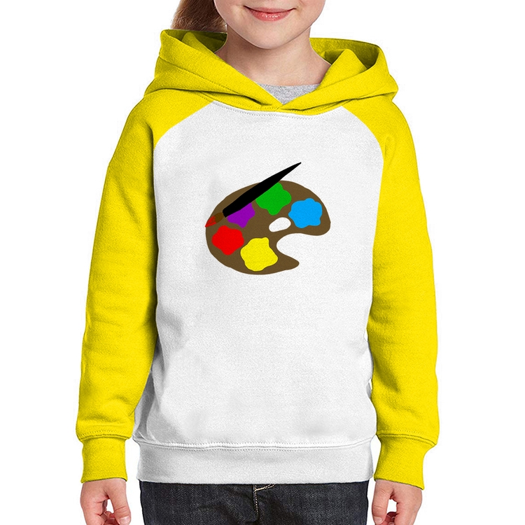 Moletom Infantil Paint Colors Artboard - Branco/Amarelo