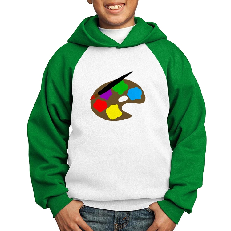 Moletom Infantil Paint Colors Artboard - Branco/Verde
