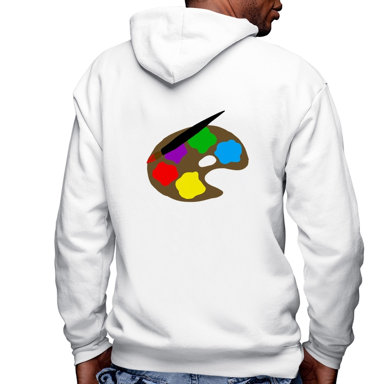 Blusa Moletom Paint Colors Artboard Masculina com Capuz e Zíper - Branca