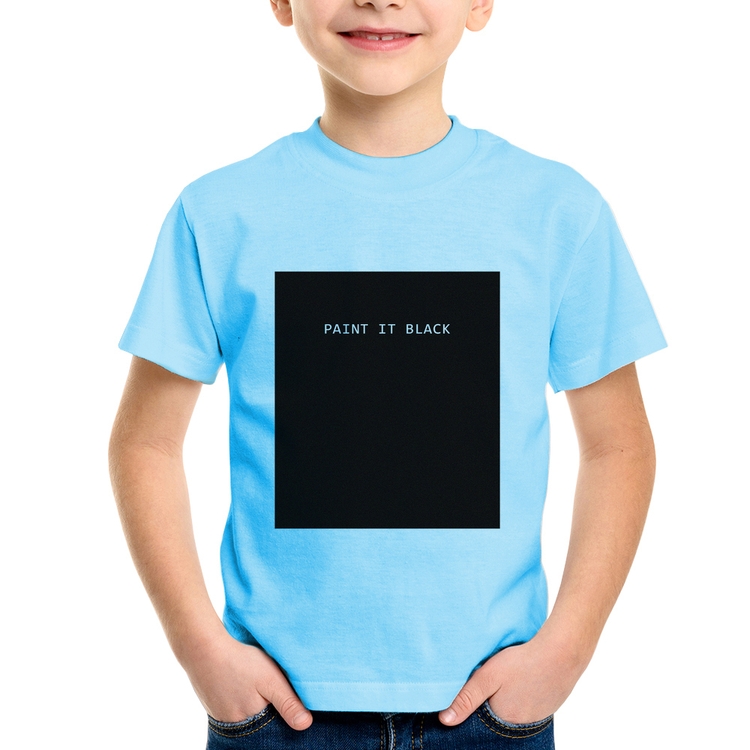 Camiseta Infantil Paint it Black - Azul Bebê