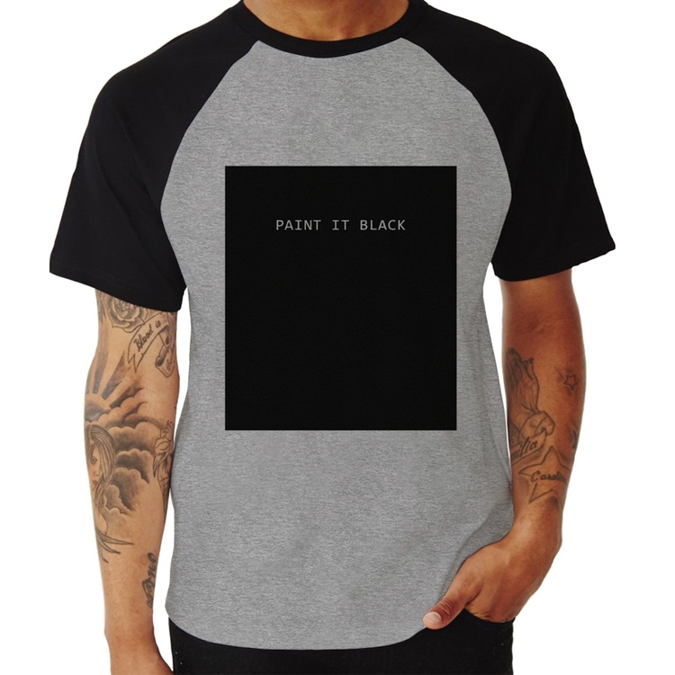 Camiseta Raglan Paint it Black - Cinza/Preto