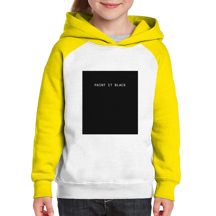 Moletom Infantil Paint it Black - Branco/Amarelo