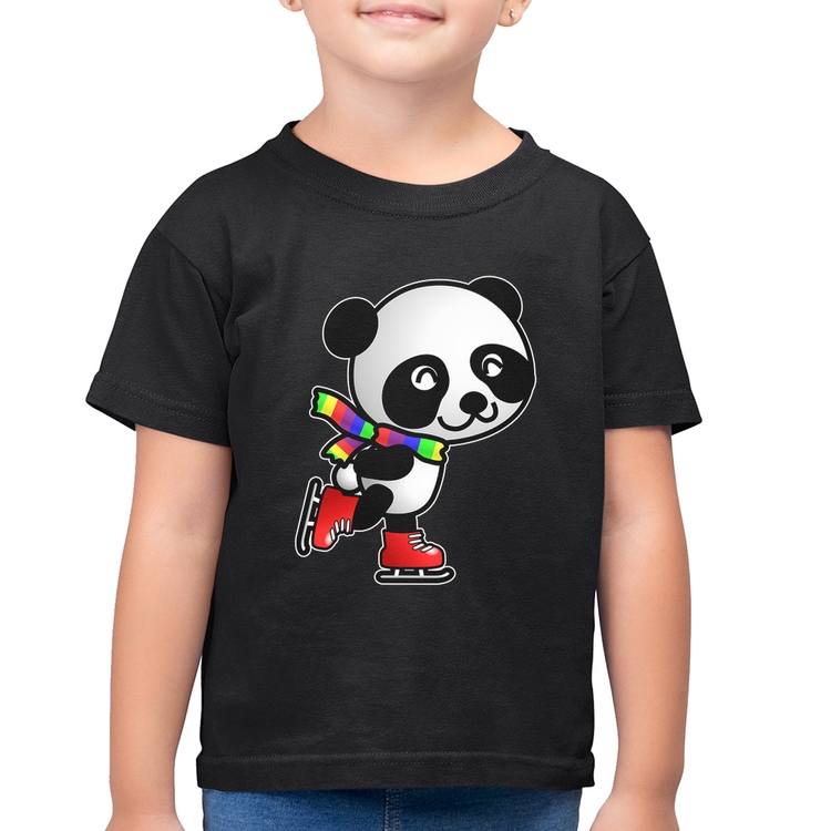 Camiseta Algodão Infantil Panda de Patins