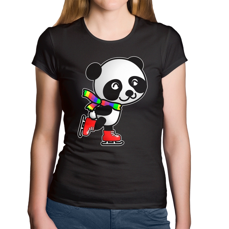 Baby Look Algodão Panda de Patins