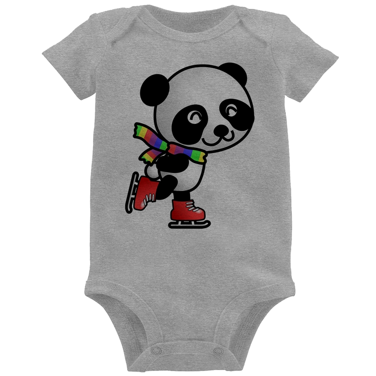 Body Bebê Panda de Patins - Cinza