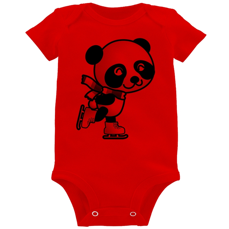 Body Bebê Panda de Patins - Vermelho