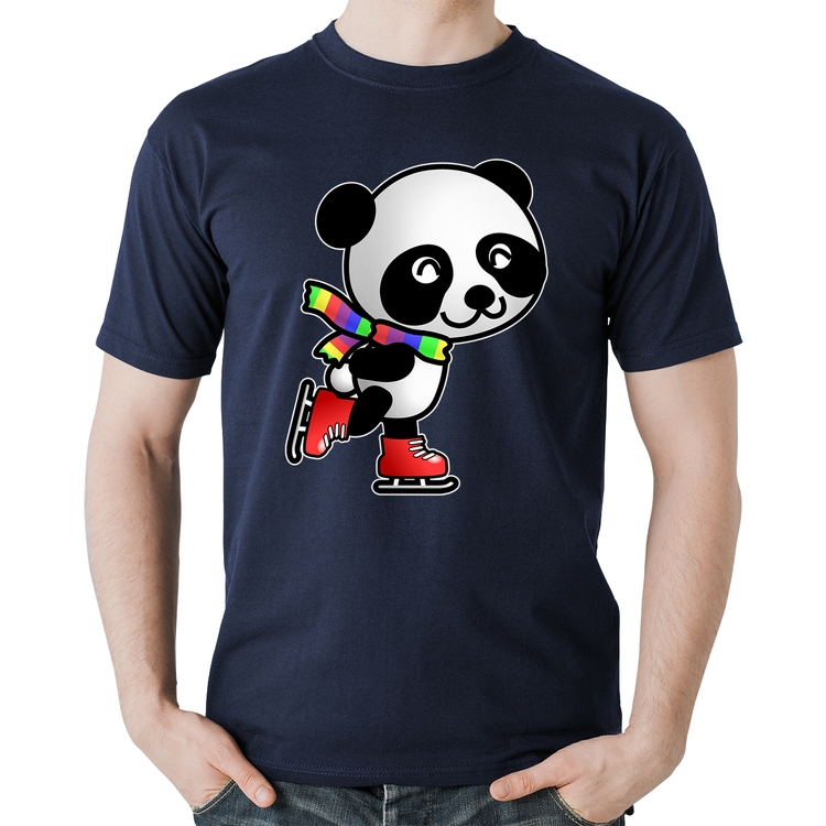 Camiseta Algodão Panda de Patins - Marinho