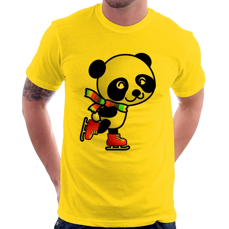 Camiseta Panda de Patins - Amarela