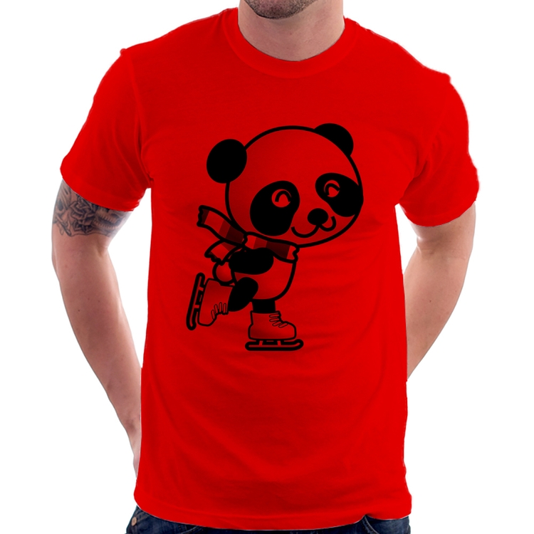 Camiseta Panda de Patins - Vermelha