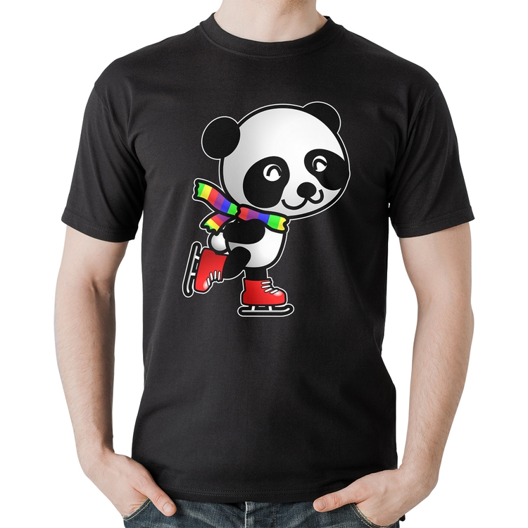 Camiseta Algodão Panda de Patins