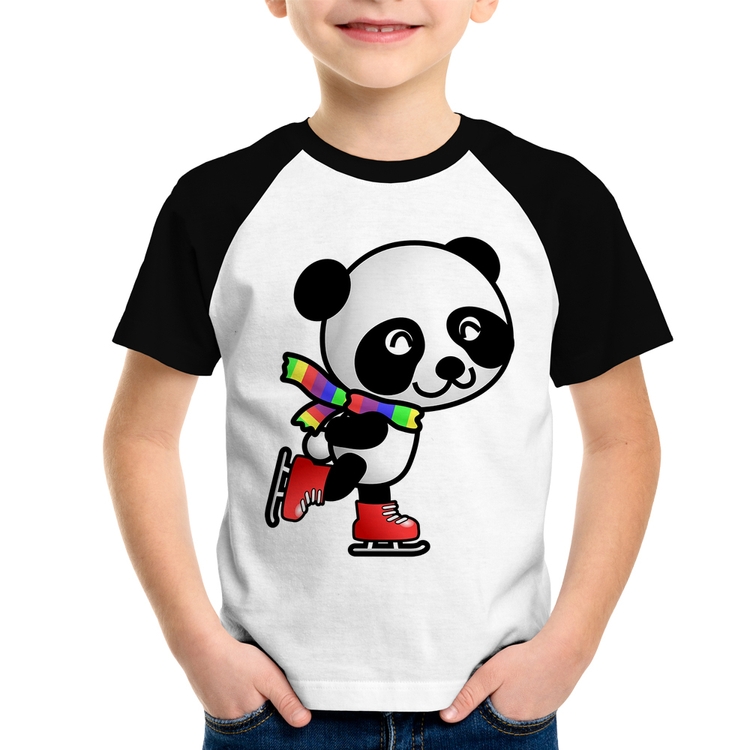 Camiseta Raglan Infantil Panda de Patins