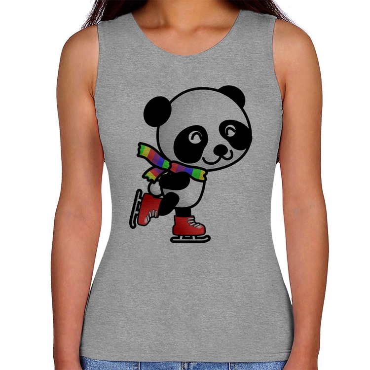 Regata Feminina Panda de Patins - Cinza