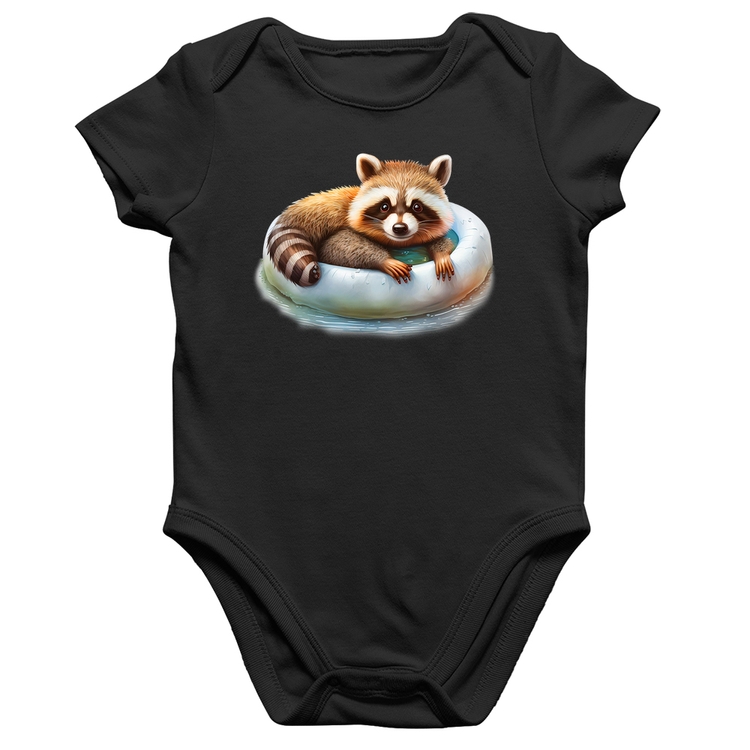 Body Bebê Algodão Panda Vermelho Relaxando Na Piscina