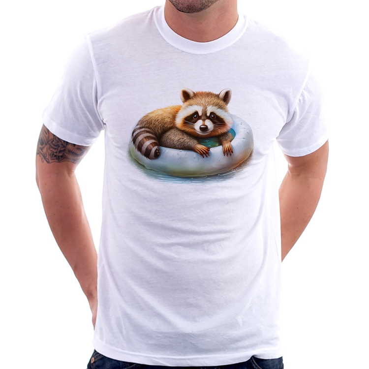 Camiseta Panda Vermelho Relaxando Na Piscina