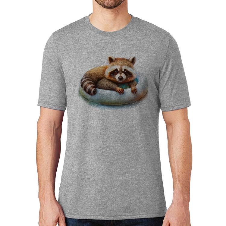 Camiseta Panda Vermelho Relaxando Na Piscina - Cinza