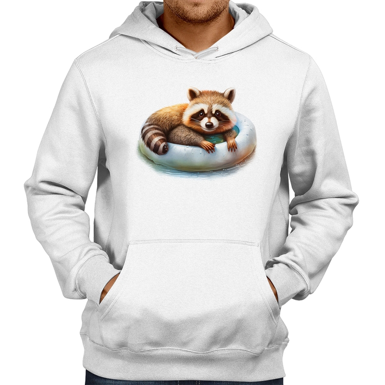 Moletom Panda Vermelho Relaxando Na Piscina - Branco