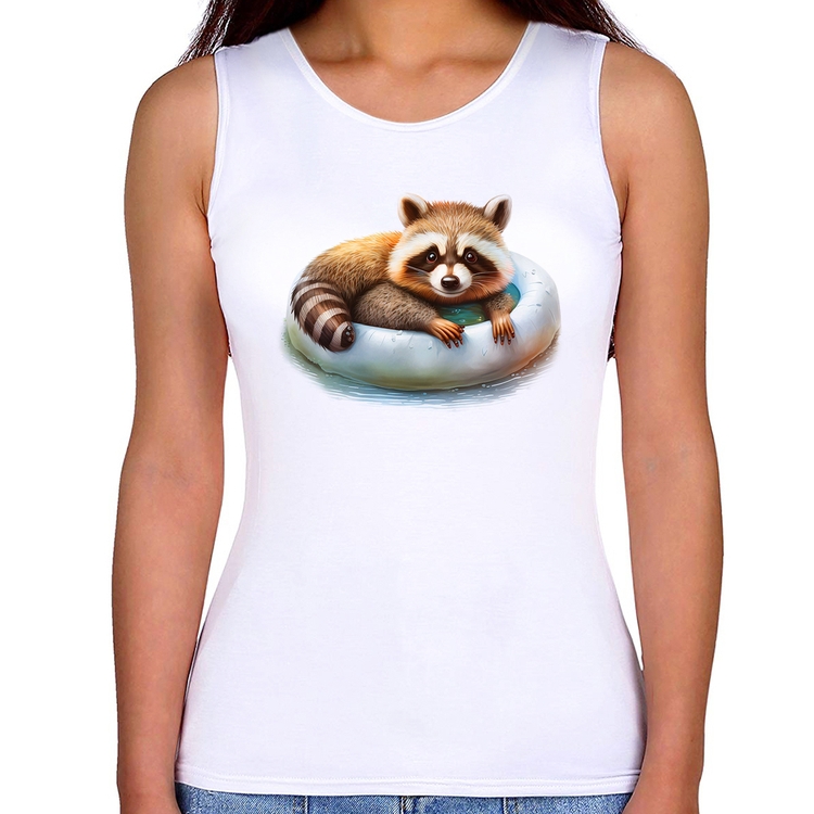 Regata Feminina Panda Vermelho Relaxando Na Piscina